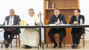 Most Rev. Mashar Warda, second from right, speaks to the Order of the Blessed Virgin Mary of Mercy members in Rome.